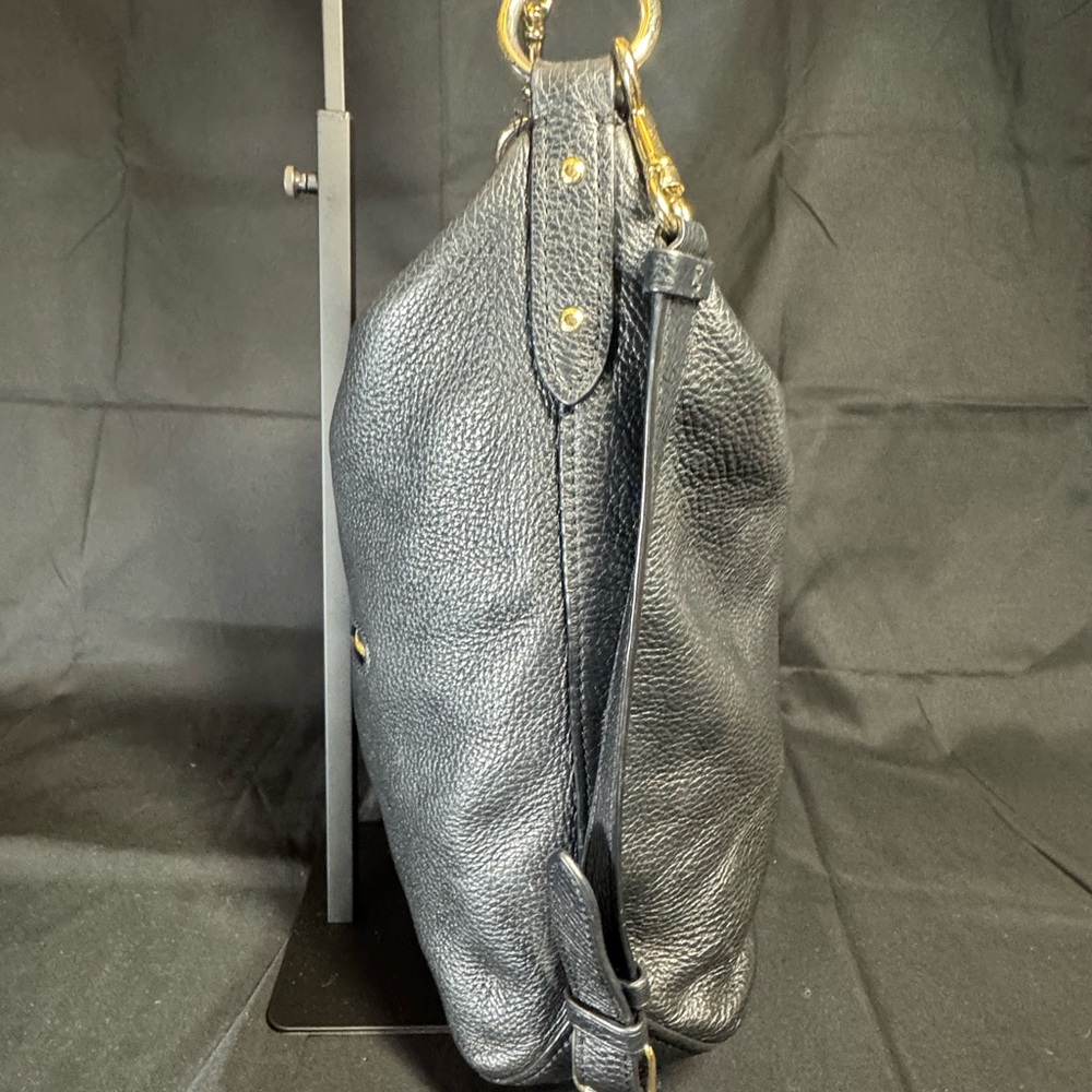 Coach Black Leather Shoulder Bag with Gold Accents - Picture 8 of 12